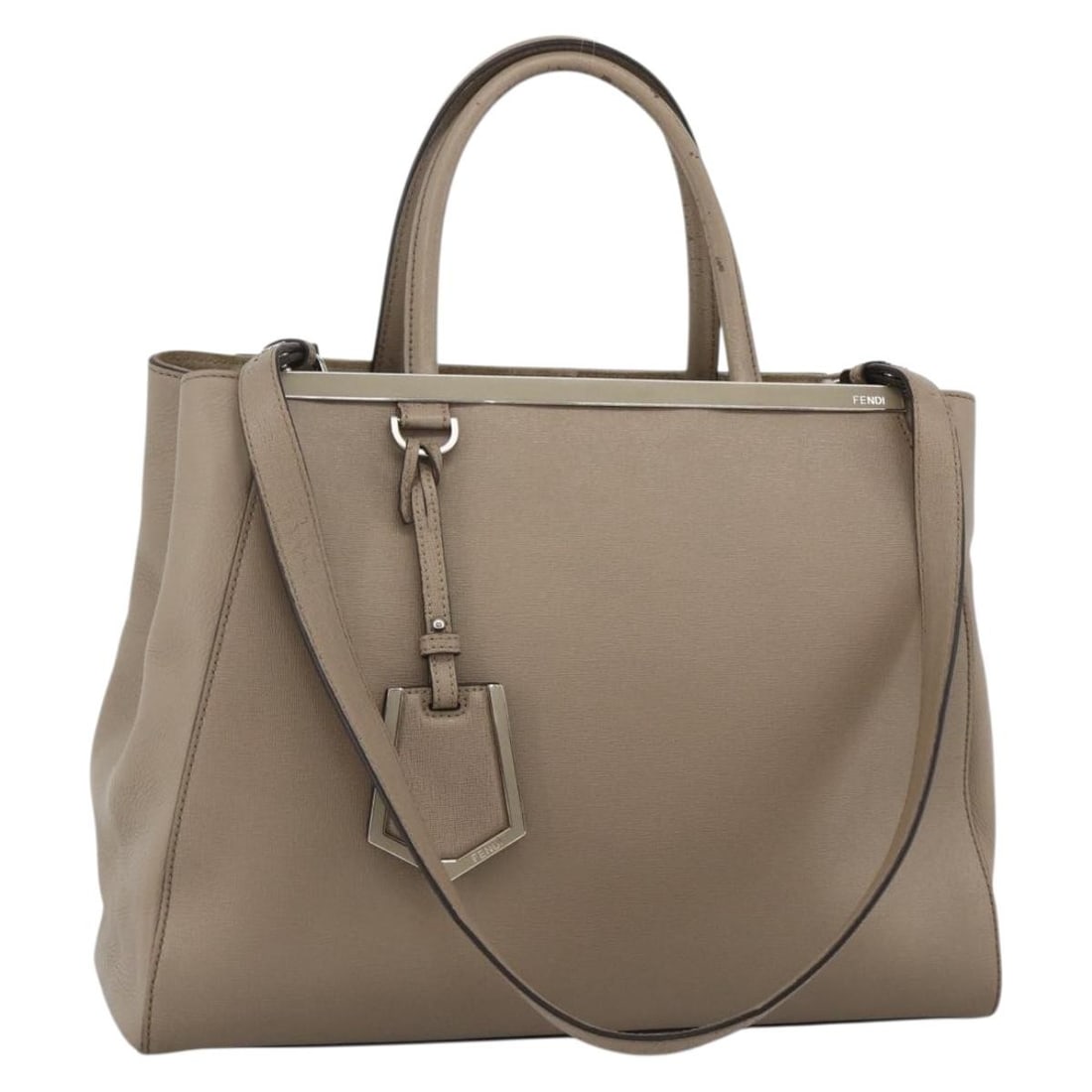 FENDI To Joule beige silver leather shoulder bag with strap: FENDI To Joule beige silver leather shoulder bag with strap This FENDI To Joule handbag is crafted from beige and silver leather and can be carried by hand or worn as a shoulder bag with the included 
