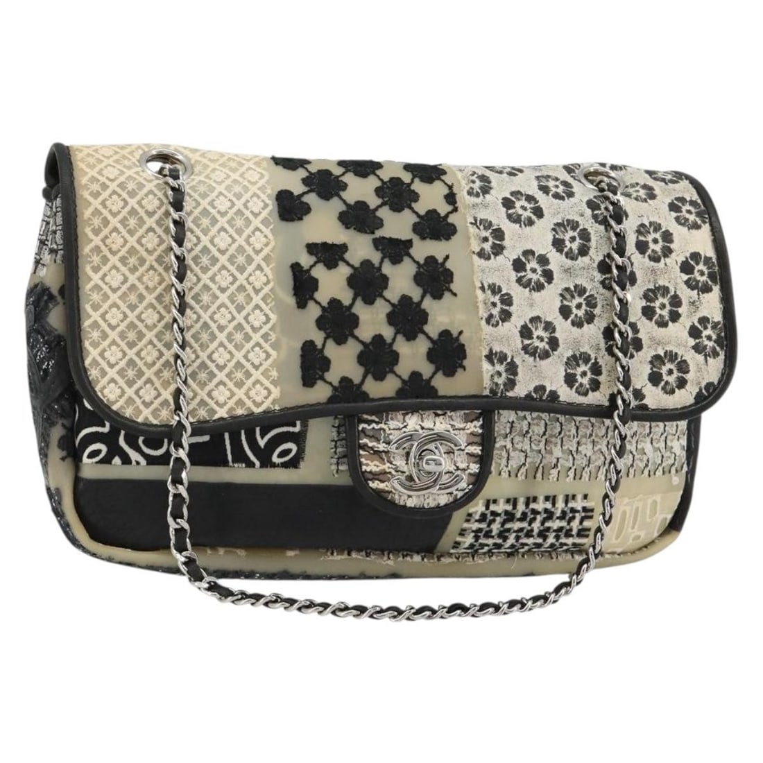 CHANEL CC Gray Silver Vinyl Chain Shoulder Bag with Guarantee Card (1 of 18)