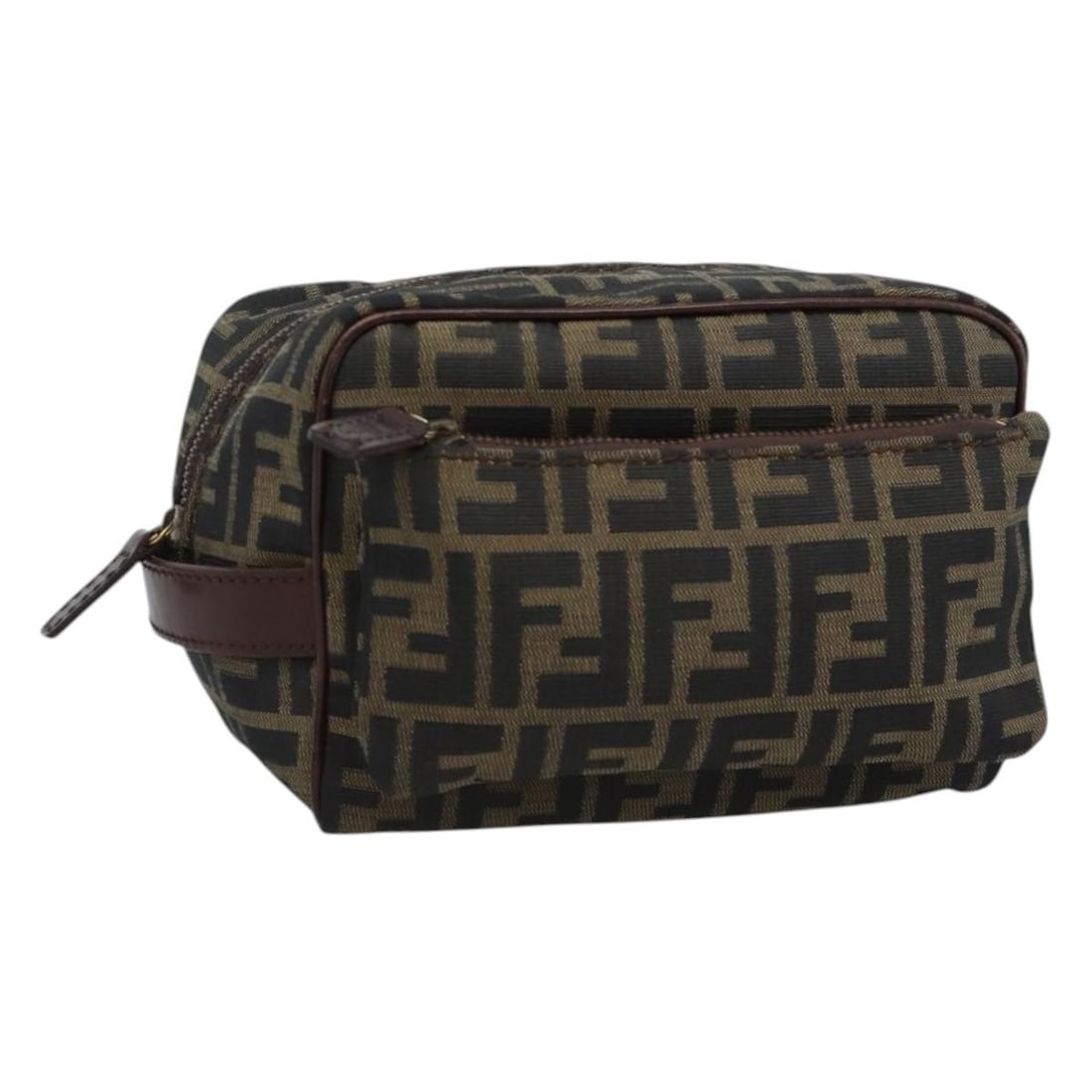Fendi Zucca Canvas Black Brown Clutch Bag Italy: Fendi Zucca Canvas Black Brown Clutch Bag Italy This FENDI Zucca Canvas clutch bag features the iconic black and brown Zucca pattern and is crafted in Italy. Designed for women, it offers a compact si
