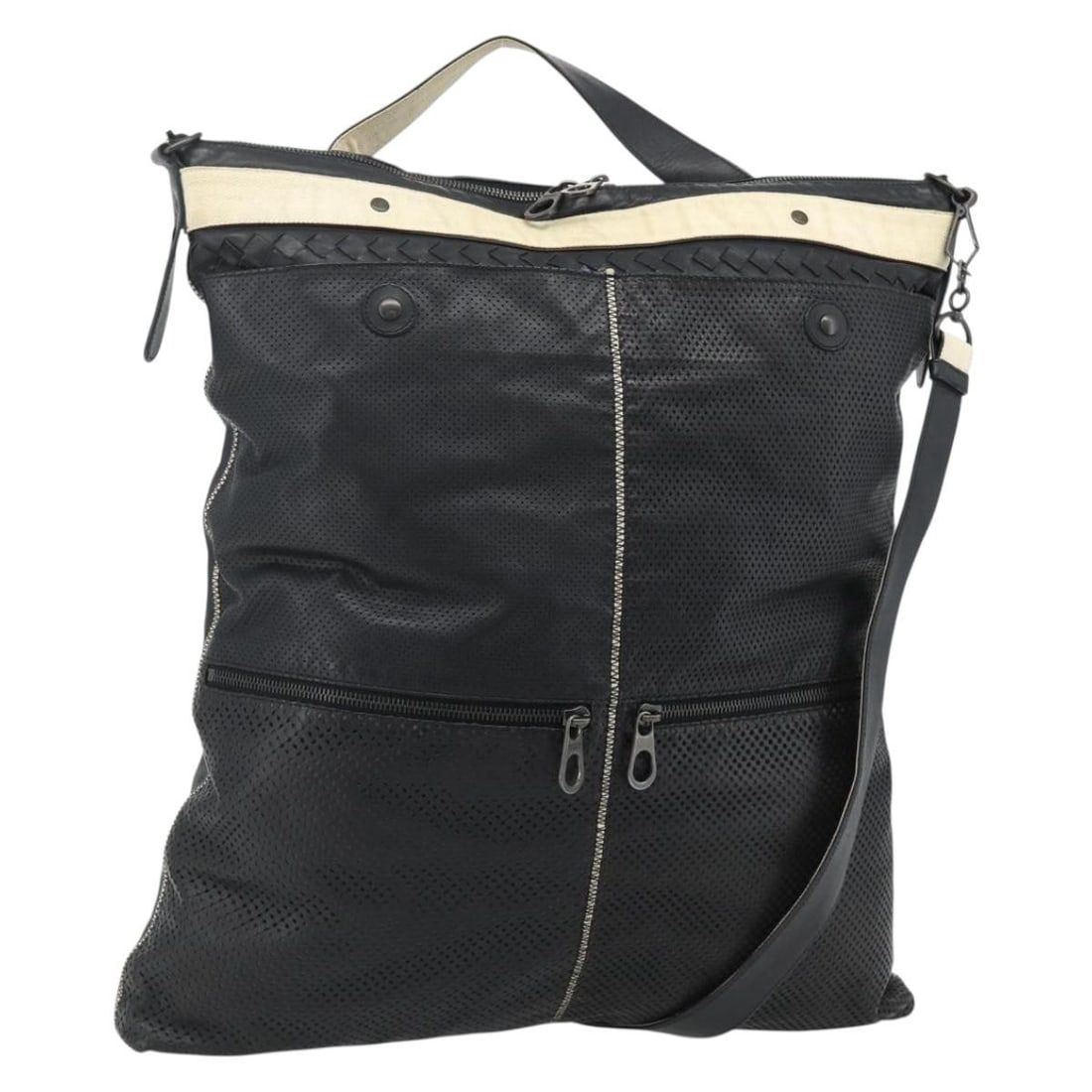 Bottega Veneta Intrecciato Black Leather 2way Shoulder Bag: Bottega Veneta Intrecciato Black Leather 2way Shoulder Bag Bottega Veneta Intrecciato shoulder bag crafted in leather with a black exterior. This 2-way bag includes a shoulder strap and was made in It