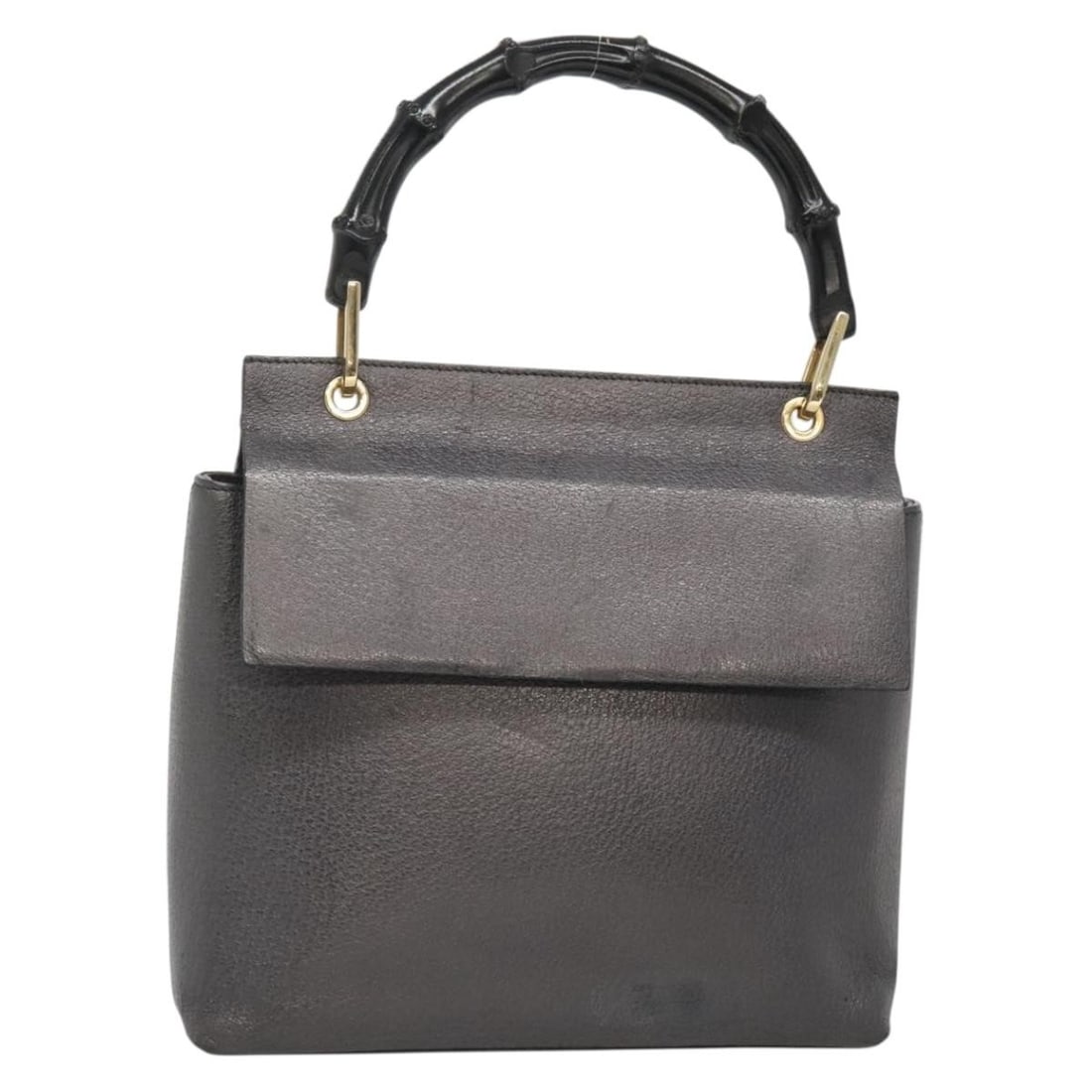GUCCI Bamboo Leather Hand Bag Gold Charcoal Gray 001 3444 1887 Auth: GUCCI Bamboo Leather Hand Bag Gold Charcoal Gray 001 3444 1887 Auth This authentic GUCCI Bamboo Hand Bag showcases a luxurious blend of gold and charcoal gray leather, exuding elegance and sophisticat
