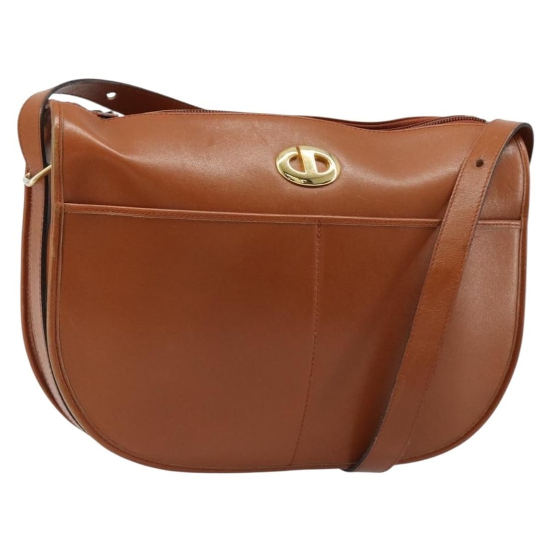Christian Dior Brown Leather Shoulder Bag Gold Tone Hardware (1 of 18)