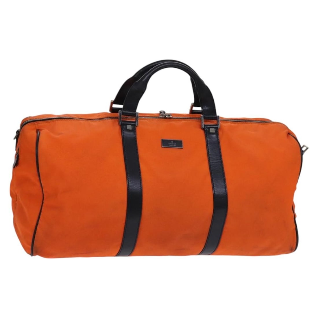 GUCCI BD1263 Orange Black Nylon Boston Bag: GUCCI BD1263 Orange Black Nylon Boston Bag Authentic Gucci Boston bag in orange and black nylon, made in Italy. This women's bag is offered without the original box or dust bag and includes only the i