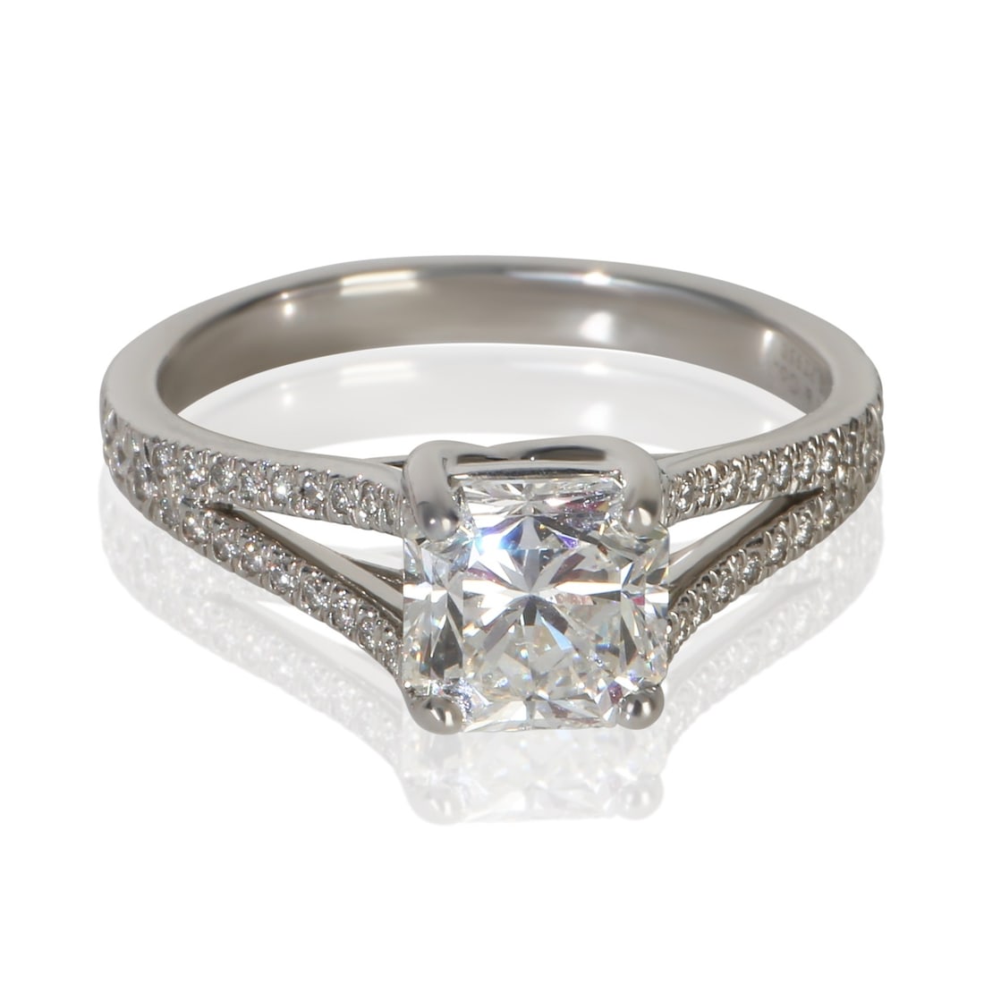 Tiffany Lucida Platinum Diamond Engagement Ring 1.35 ct Size 6: Tiffany Lucida Platinum Diamond Engagement Ring 1.35 ct Size 6 This Tiffany & Co. Lucida engagement ring features a 1.35 carat round brilliant diamond at its center, complemented by additional diamond