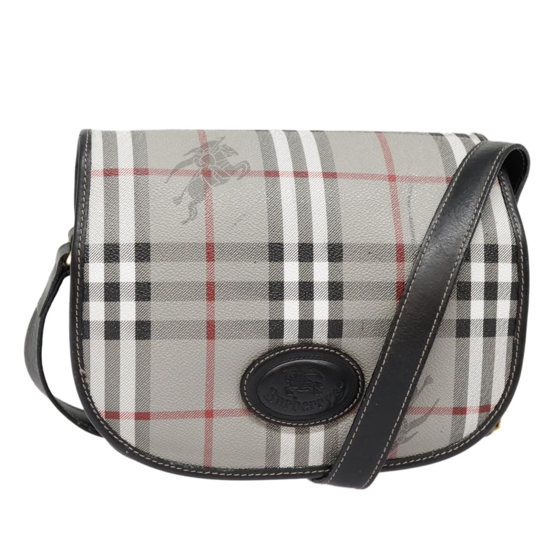 Burberrys Nova Check PVC Leather Shoulder Bag Gray Gold: Burberrys Nova Check PVC Leather Shoulder Bag Gray Gold Burberrys Nova Check shoulder bag in gray and gold PVC leather, made in Italy. This women's shoulder bag features a shoulder strap with an appro