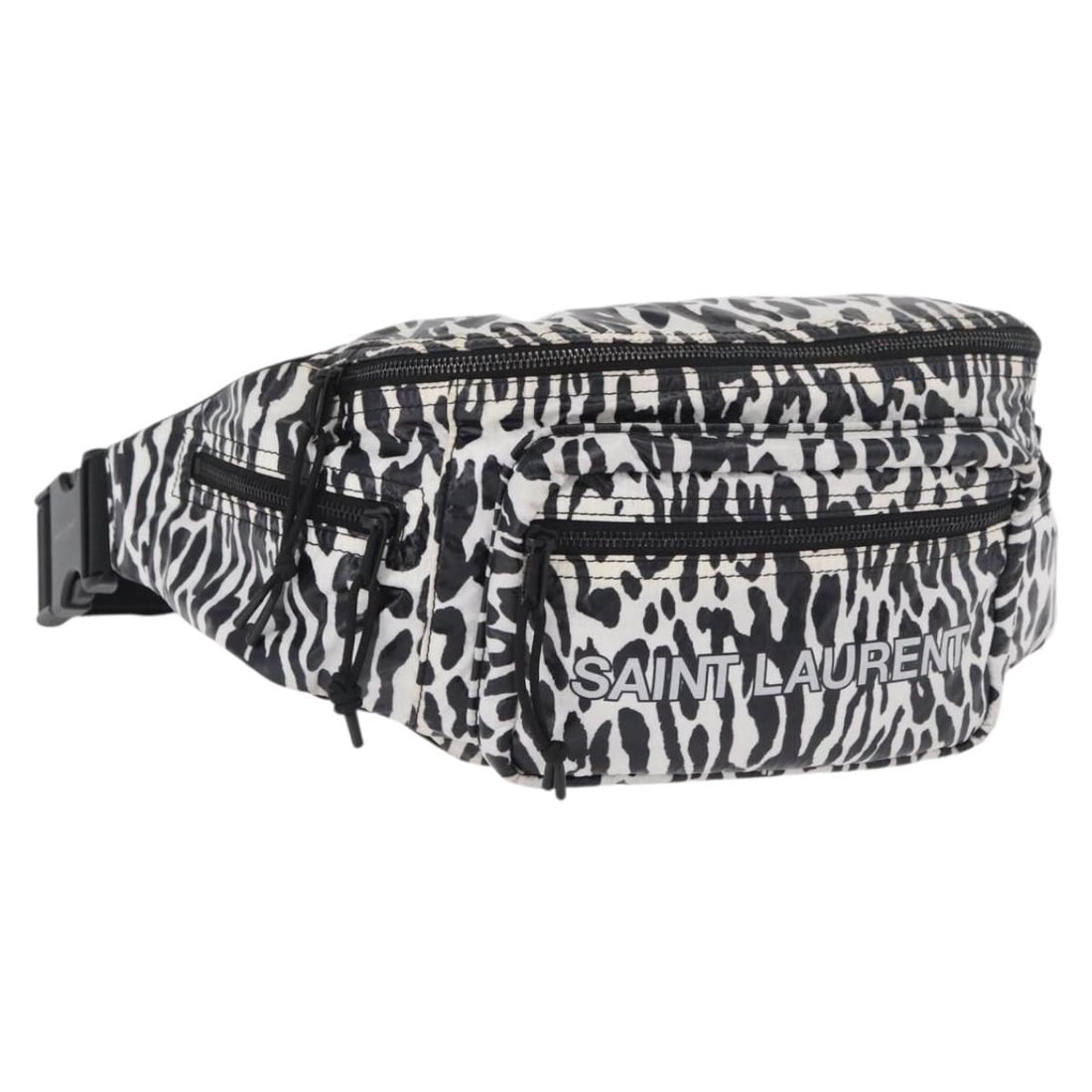 SAINT LAURENT White Nylon Waist Bag 180871A: SAINT LAURENT White Nylon Waist Bag 180871A Authentic Saint Laurent waist bag in white nylon, made in Italy. This women's bag is sold as the item only; the box and dust bag are not included. Condition