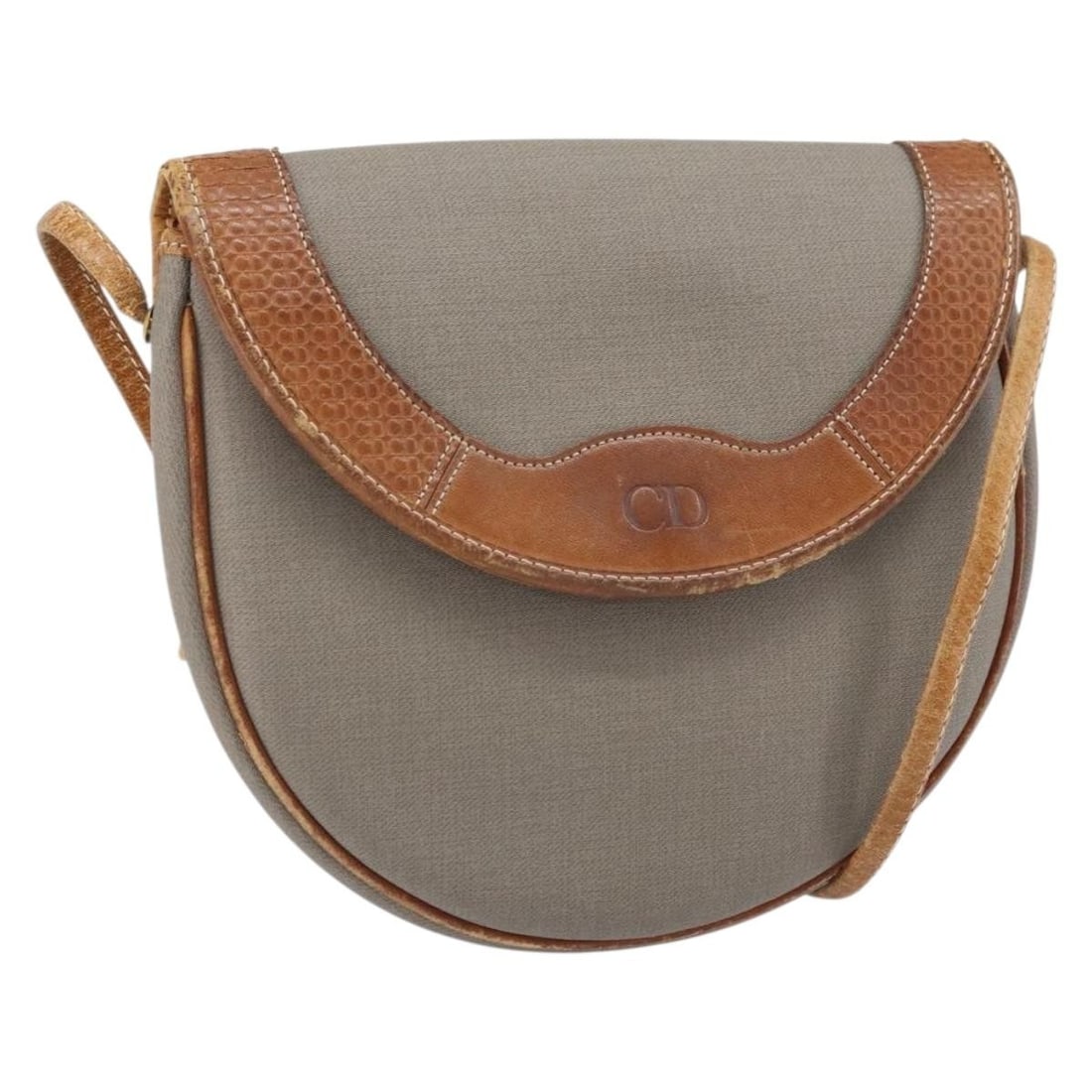 Gray and Gold PVC Leather Christian Dior Shoulder Bag France: Gray and Gold PVC Leather Christian Dior Shoulder Bag France This Christian Dior shoulder bag features a gray and gold color scheme with a PVC leather exterior. The bag includes a shoulder strap with 
