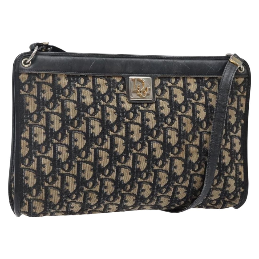 Christian Dior Trotter Shoulder Bag in Navy Canvas Gold Tone: Christian Dior Trotter Shoulder Bag in Navy Canvas Gold Tone Authentic Christian Dior shoulder bag in navy and gold Trotter canvas, made in France. This women's bag is sold as photographed and does no