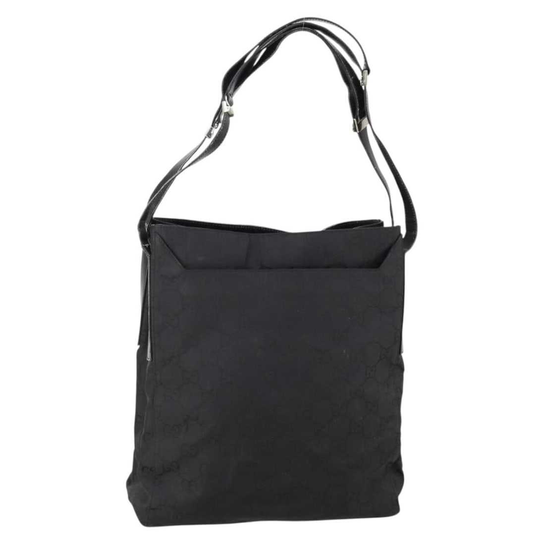 GUCCI GG Canvas Black Shoulder Bag Auth 147859 Italy: GUCCI GG Canvas Black Shoulder Bag Auth 147859 Italy This authentic GUCCI GG Canvas Shoulder Bag in black is a stylish accessory perfect for various occasions. Crafted in Italy, this shoulder bag feat