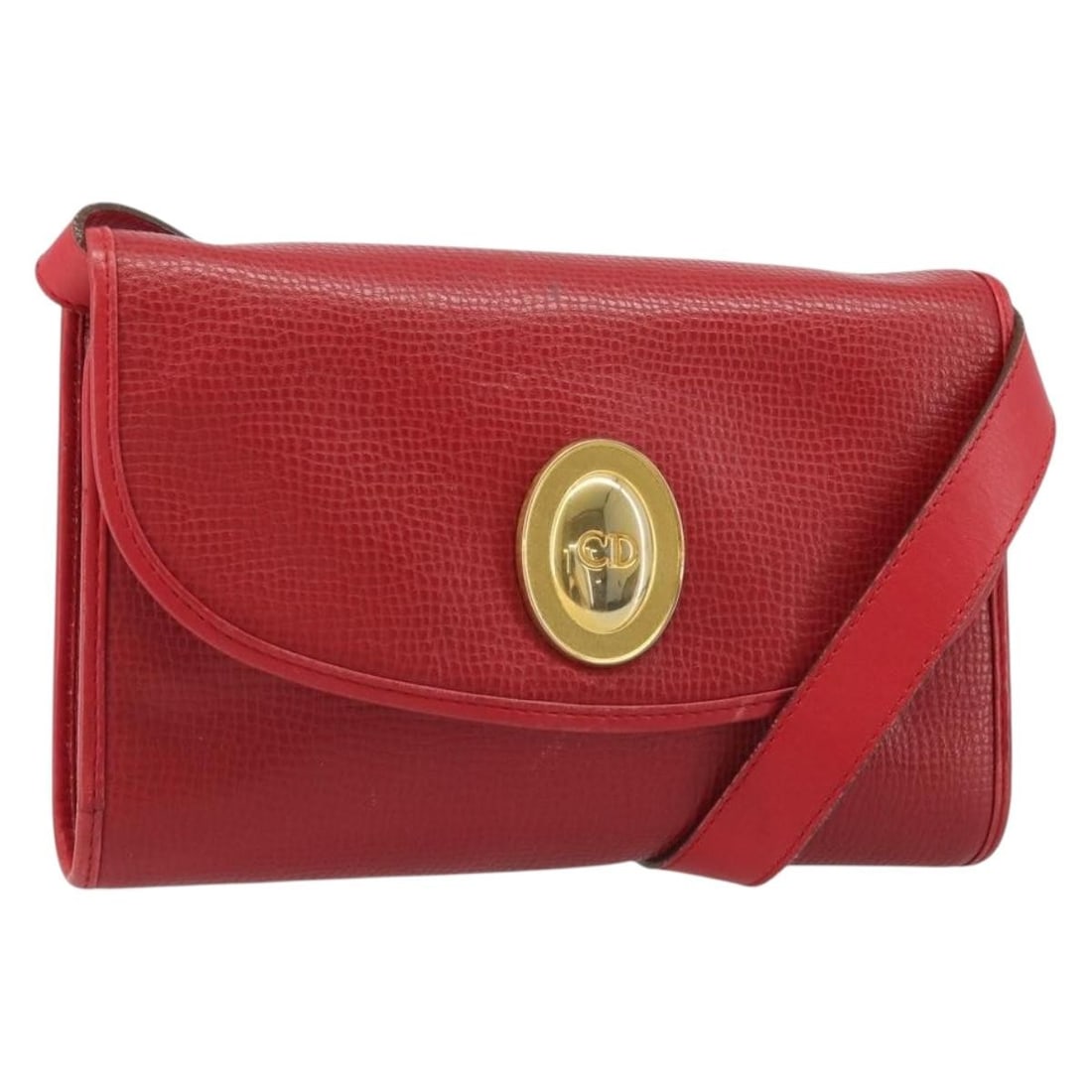 Christian Dior Red Leather Shoulder Bag Gold Tone France: Christian Dior Red Leather Shoulder Bag Gold Tone France Christian Dior shoulder bag in red leather with gold-tone hardware, made in France. The bag measures approximately W23 x H15 x D4 cm, with a sh