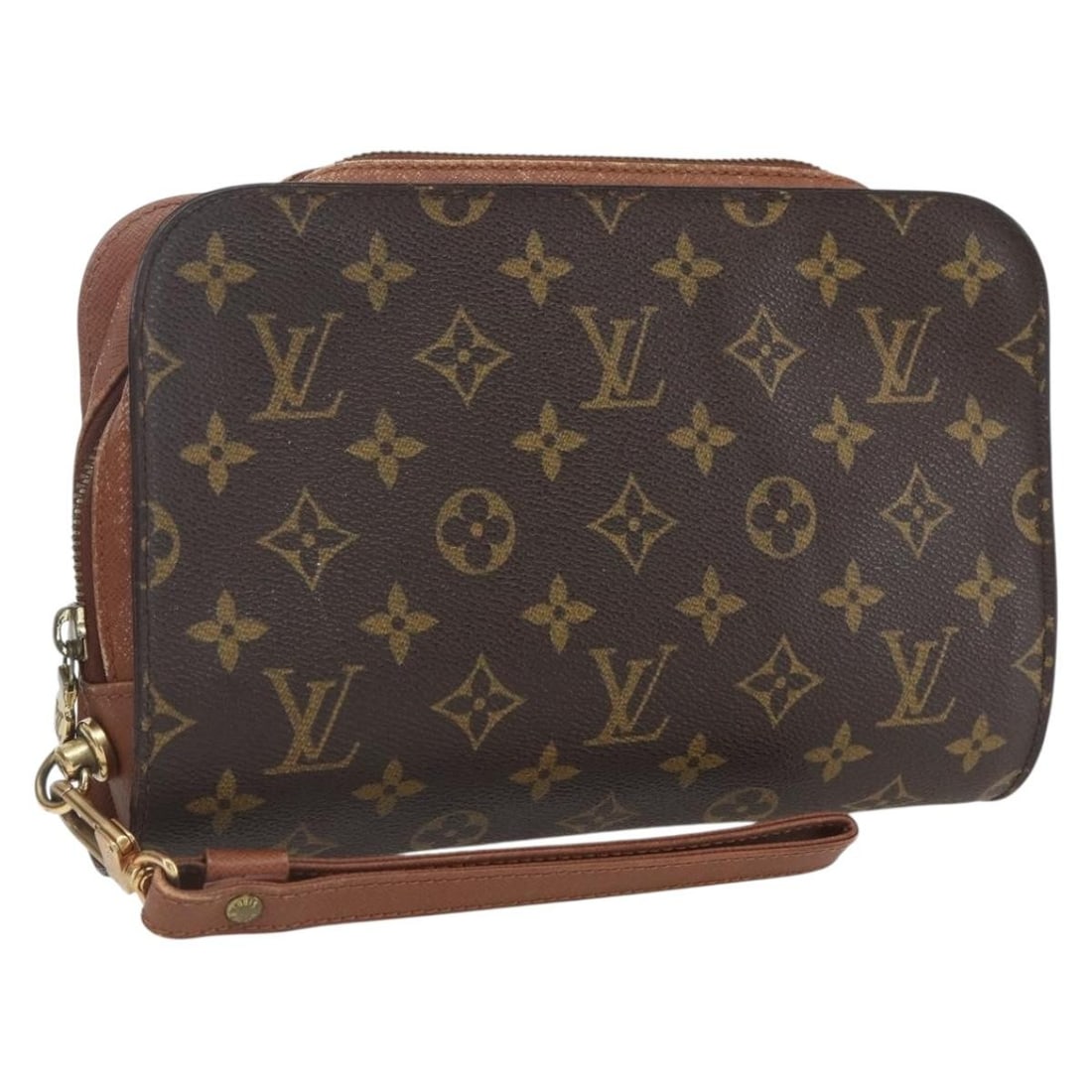 Monogram Canvas Orsay Clutch by Louis Vuitton M51790: Monogram Canvas Orsay Clutch by Louis Vuitton M51790 This Louis Vuitton Orsay clutch bag features the iconic monogram canvas exterior. It has a compact rectangular silhouette with a zip closure and is