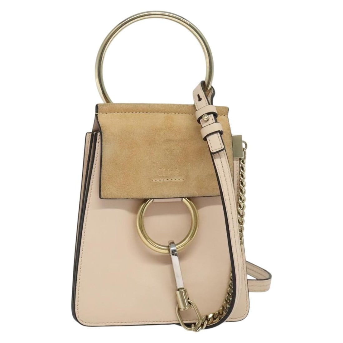 Chloe Fay Pink Gold Leather Handbag 2-Way Auth BA3740 Made in Italy (1 of 18)