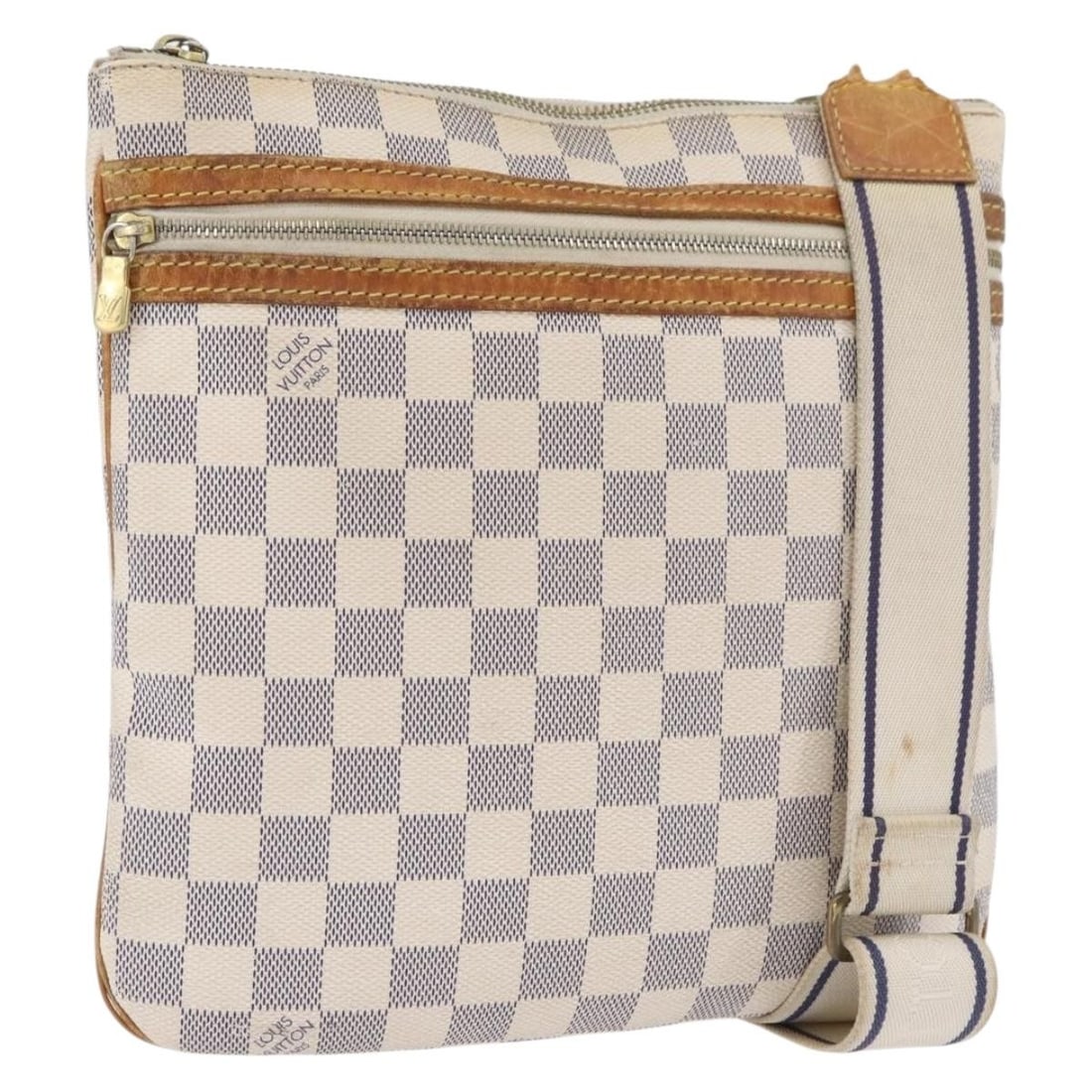 Louis Vuitton N51112 Pochette Bosphore Damier Azur shoulder bag: Louis Vuitton N51112 Pochette Bosphore Damier Azur shoulder bag Louis Vuitton Damier Azur Pochette Bosphore shoulder bag in Damier Azur canvas, made in France. This women's shoulder bag features a str