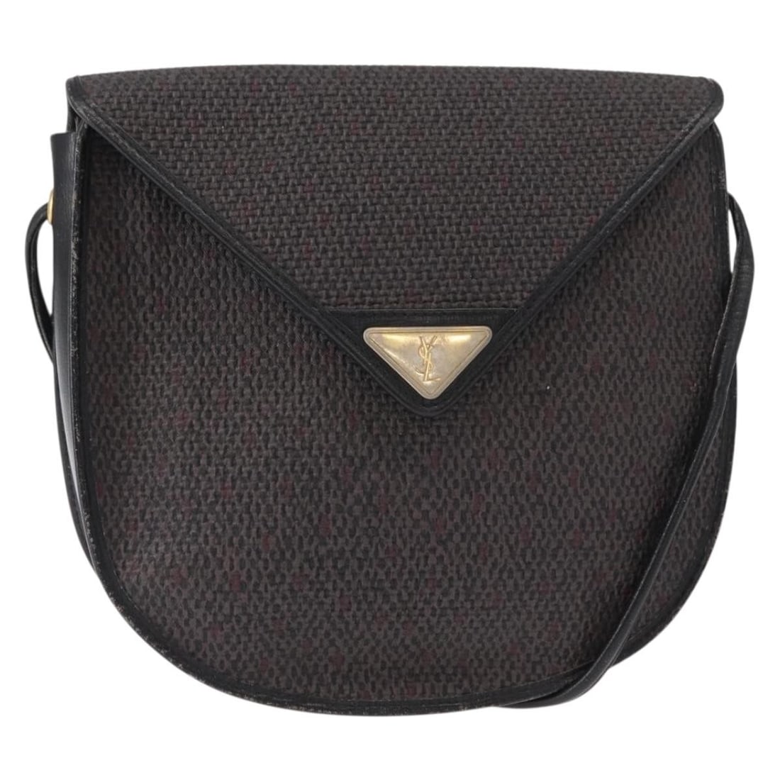Saint Laurent Canvas Shoulder Bag Black Gold Tone 151616: Saint Laurent Canvas Shoulder Bag Black Gold Tone 151616 A Saint Laurent shoulder bag in black and gold canvas, made in France. The bag measures approximately W22 cm x H17 cm x D4 cm, with a shoulder 