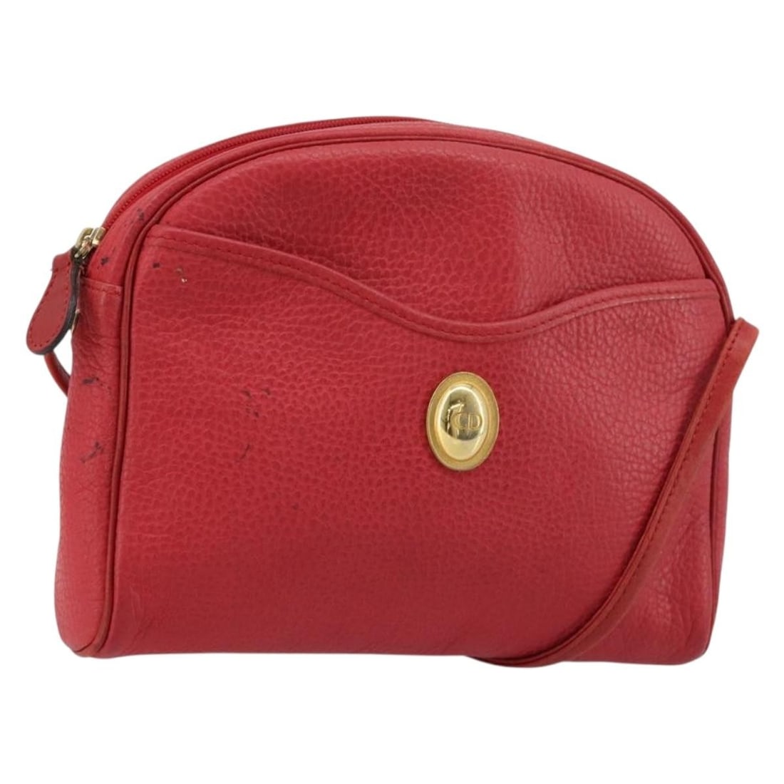Christian Dior Red Leather Shoulder Bag Gold Tone France: Christian Dior Red Leather Shoulder Bag Gold Tone France Christian Dior shoulder bag in red leather with gold-tone hardware, made in France. The bag measures approximately 20 x 16 x 4 cm, with a shoul