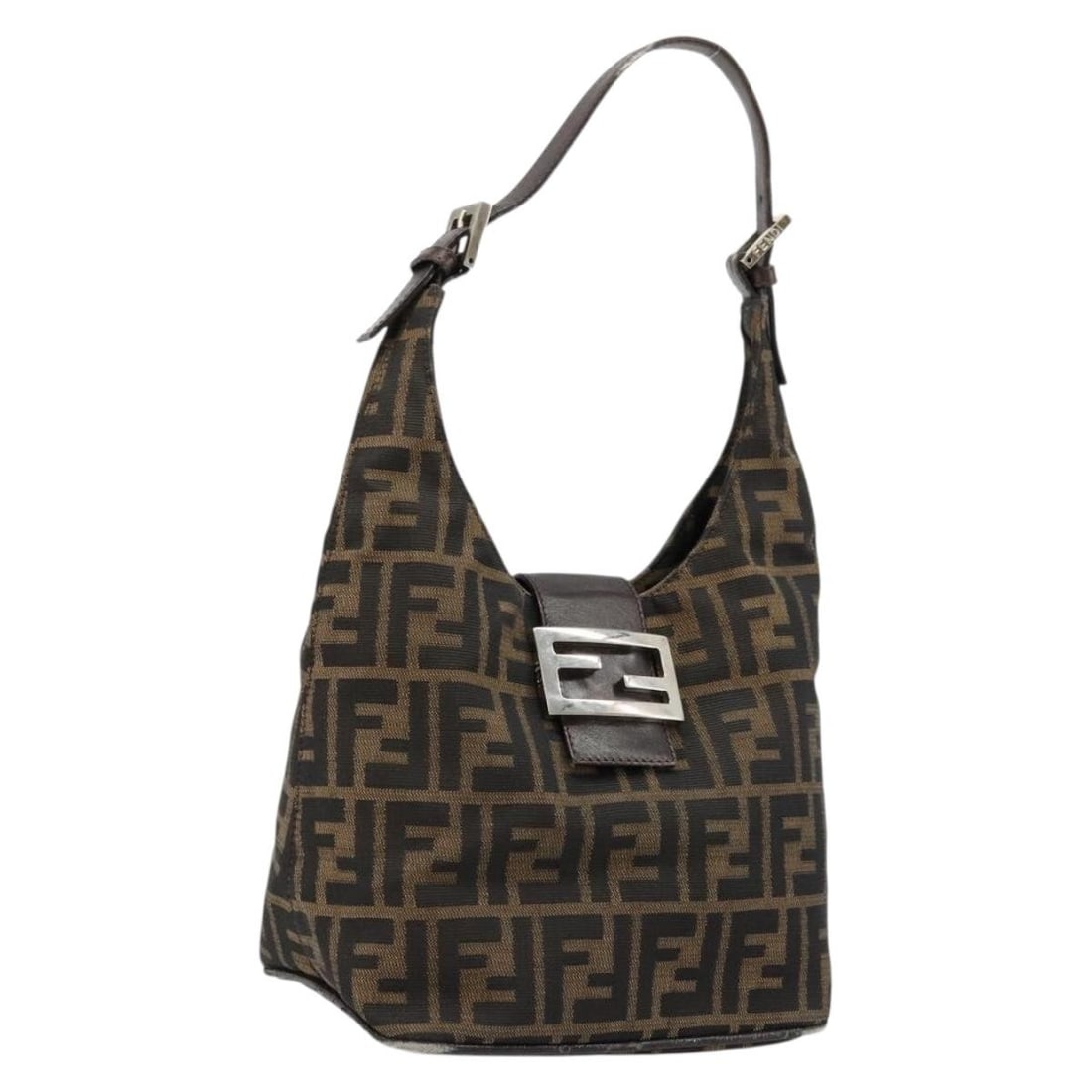 FENDI Mamma Baguette Shoulder Bag in Black Brown Zucca Canvas: FENDI Mamma Baguette Shoulder Bag in Black Brown Zucca Canvas Authentic Fendi Mamma Baguette shoulder bag in black and brown Zucca canvas. This women's bag is made in Italy and includes only the item 