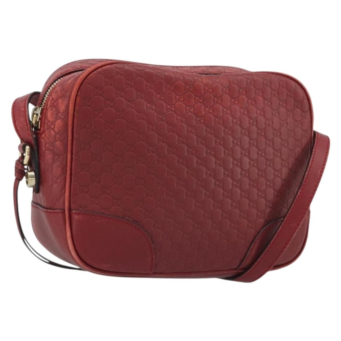 Gucci 449413 Red Leather Micro GG Canvas Shoulder Bag: Gucci 449413 Red Leather Micro GG Canvas Shoulder Bag Gucci shoulder bag in red and gold, made from leather and micro small GG canvas. It measures approximately 22 cm W x 16 cm H x 7 cm D, with a shou