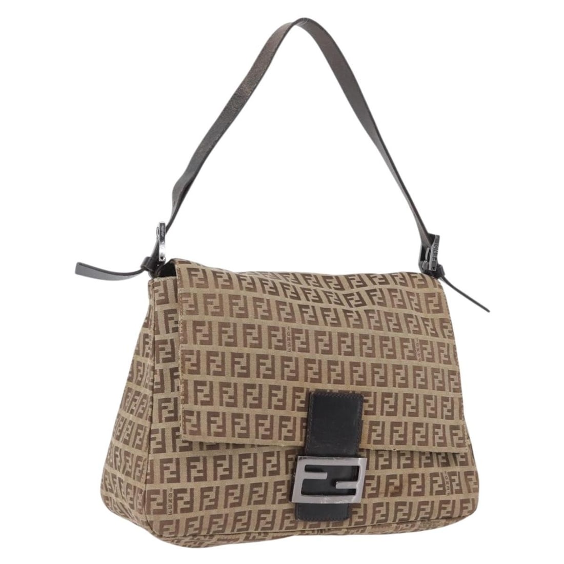 Fendi Mamma Baguette Brown Zucchino Canvas Shoulder Bag: Fendi Mamma Baguette Brown Zucchino Canvas Shoulder Bag Fendi Mamma Baguette shoulder bag in brown Zucchino canvas, made in Italy. This pre-owned bag is listed in heavily used condition and shows visi