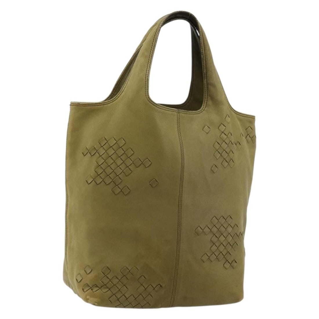 Bottega Veneta 131673 Intrecciato Leather Handbag in Khaki: Bottega Veneta 131673 Intrecciato Leather Handbag in Khaki Bottega Veneta Intrecciato hand bag in khaki leather, made in Italy. The bag is a women's hand bag with a structured size of approximately 26