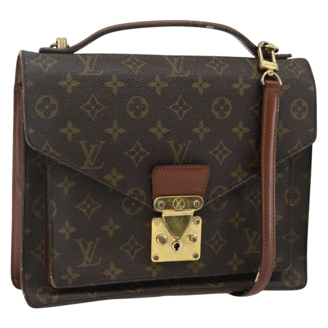 Louis Vuitton Monceau 28 Monogram Canvas Handbag with Strap M51185: Louis Vuitton Monceau 28 Monogram Canvas Handbag with Strap M51185 Louis Vuitton Monceau 28 hand bag in Monogram Canvas with Monogram color. It comes with a shoulder strap and was made in France. The 