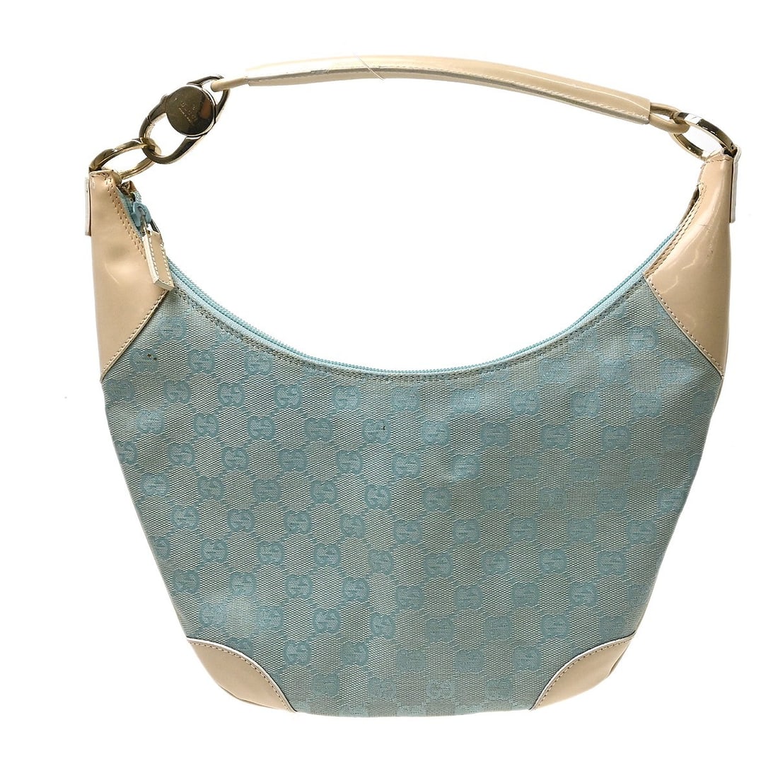 Gucci GG Small Blue Canvas Top Handle Bag Italy: Gucci GG Small Blue Canvas Top Handle Bag Italy Gucci top handle handbag in blue canvas with leather details, designed for women and made in Italy. It features a small size, casual style, and a top ha