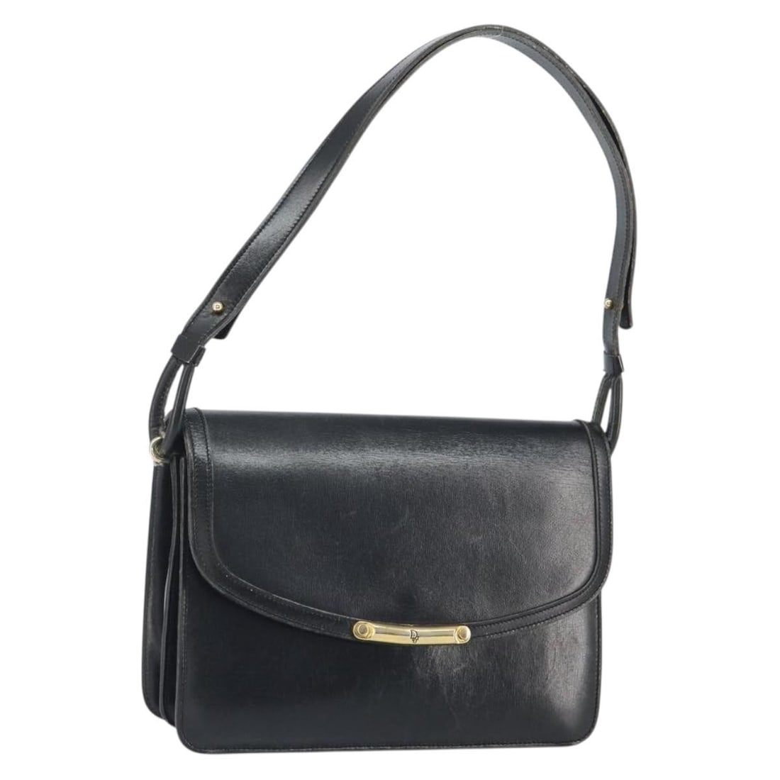 Christian Dior Black Leather Shoulder Bag with Gold Accents France: Christian Dior Black Leather Shoulder Bag with Gold Accents France This Christian Dior shoulder bag features black leather with gold-tone accents. Designed for women, it offers a practical shoulder st