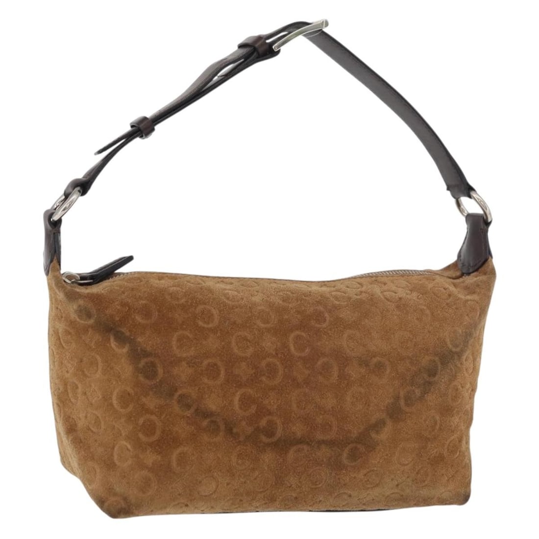 CELINE C Macadam Suede Canvas Brown Silver Handbag Italy: CELINE C Macadam Suede Canvas Brown Silver Handbag Italy This CELINE C Macadam handbag features a combination of suede and Macadam canvas in brown and silver tones. Designed for women, it offers a com