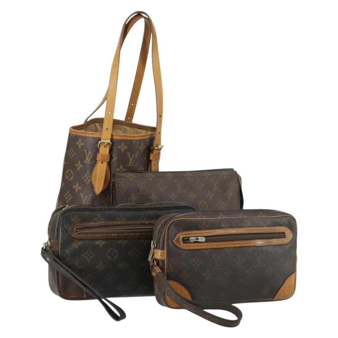 Set of 4 Louis Vuitton Monogram Canvas Women's Clutch Bags: Set of 4 Louis Vuitton Monogram Canvas Women's Clutch Bags Louis Vuitton monogram canvas clutch bag set for women, made in France. This special bundle offer includes only the item shown in the photo a