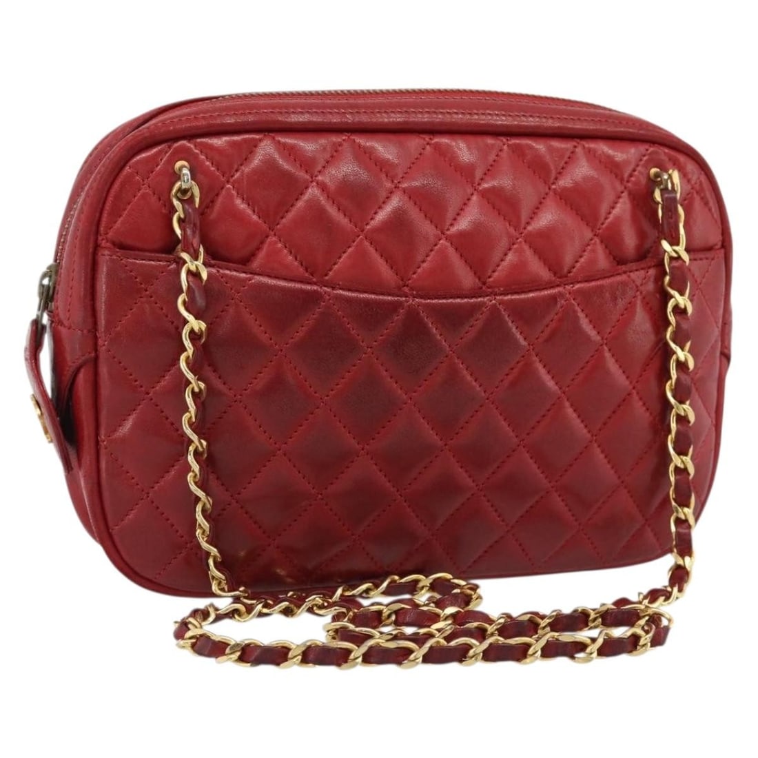 CHANEL CC Red Leather Shoulder Bag Chain Strap with Guarantee Card (1 of 18)