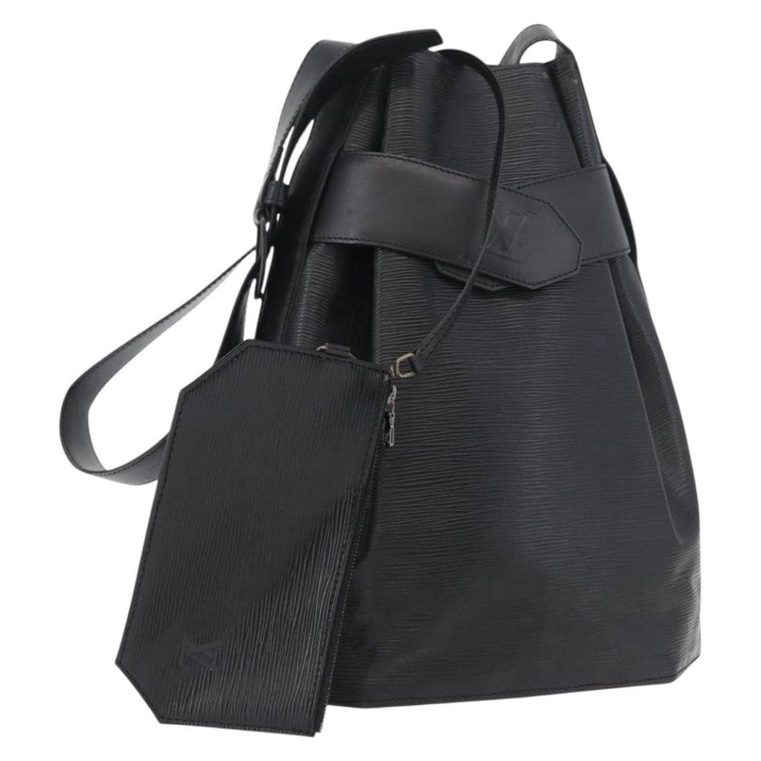 Louis Vuitton M80155 Sac Depaule GM Black Epi Leather Shoulder Bag: Louis Vuitton M80155 Sac Depaule GM Black Epi Leather Shoulder Bag A Louis Vuitton Sac Depaule GM shoulder bag in black Epi leather, made in France. It comes with a pouch and is identified by product 