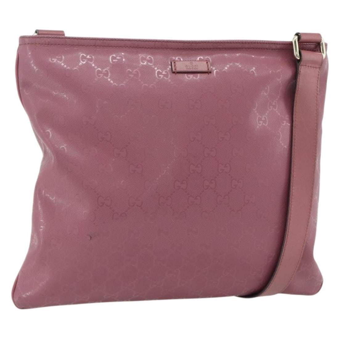 Gucci 201446 GG Canvas PVC Leather Shoulder Bag Pink Gold: Gucci 201446 GG Canvas PVC Leather Shoulder Bag Pink Gold GUCCI shoulder bag in pink and gold, made from PVC leather and GG canvas. It features a shoulder strap with an approximate drop of 60 to 65 cm