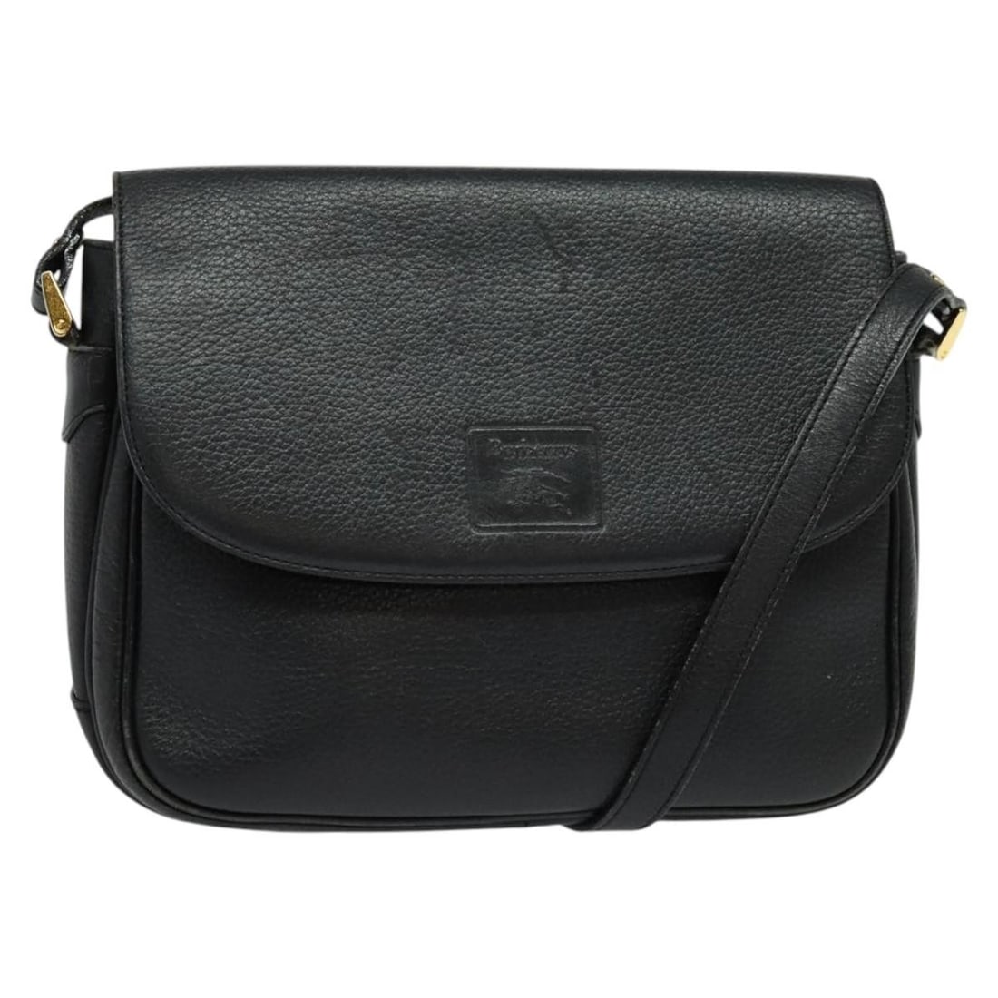 Burberrys Gold Black Leather Shoulder Bag Auth EP10469 (1 of 18)