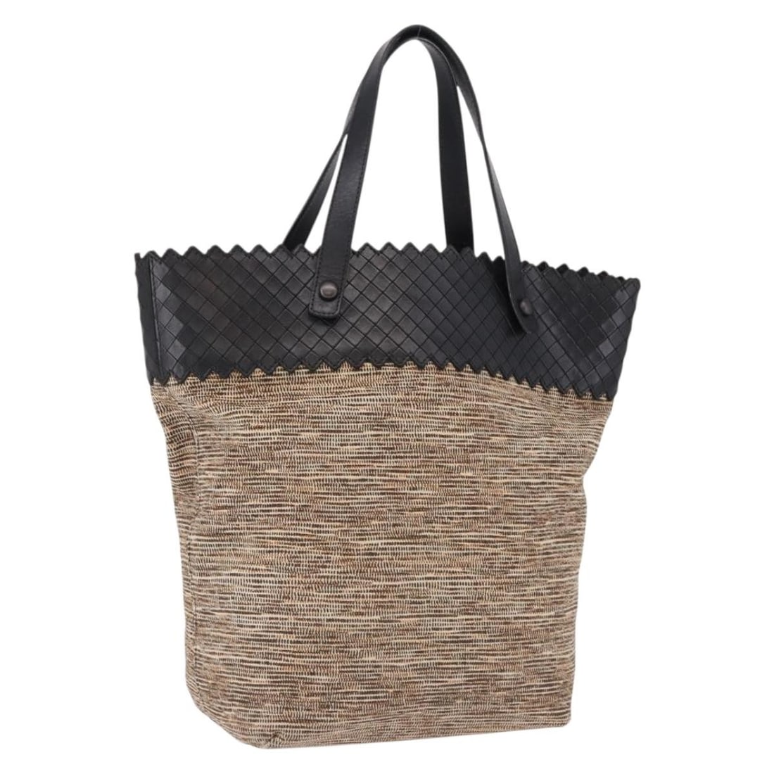 Bottega Veneta Beige Canvas Handbag Made in Italy: Bottega Veneta Beige Canvas Handbag Made in Italy Beige Bottega Veneta hand bag in canvas, made in Italy. The bag measures approximately W22-35 cm x H33 cm x D13 cm, with a handle drop of approximatel