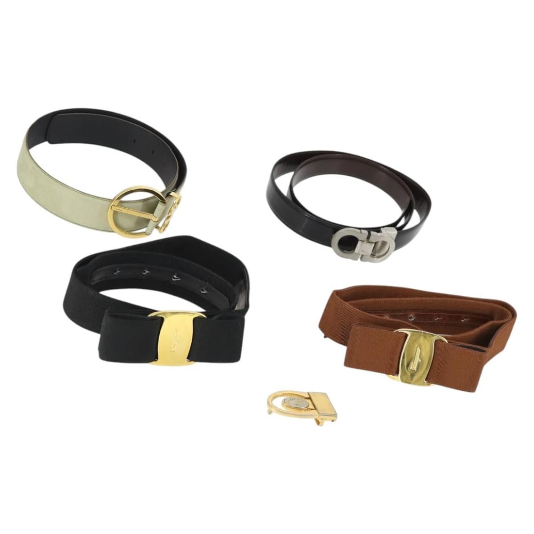 Salvatore Ferragamo beige leather belt set with suede and buckle (1 of 18)