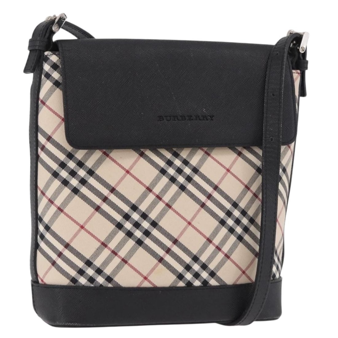 Burberry Beige Canvas Shoulder Bag with Nova Check Silver Tone: Burberry Beige Canvas Shoulder Bag with Nova Check Silver Tone Burberry Nova Check shoulder bag in beige and silver canvas, made in Italy. The bag has a shoulder-bag style and comes with a 19.7-23.6 i
