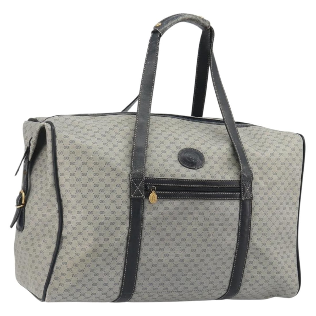 Gucci 012 39 0079 Micro GG PVC Leather Boston Bag Navy Gold: Gucci 012 39 0079 Micro GG PVC Leather Boston Bag Navy Gold A Gucci Boston bag in navy and gold, made from PVC leather and Micro Small GG canvas. It features a structured Boston bag style and was made