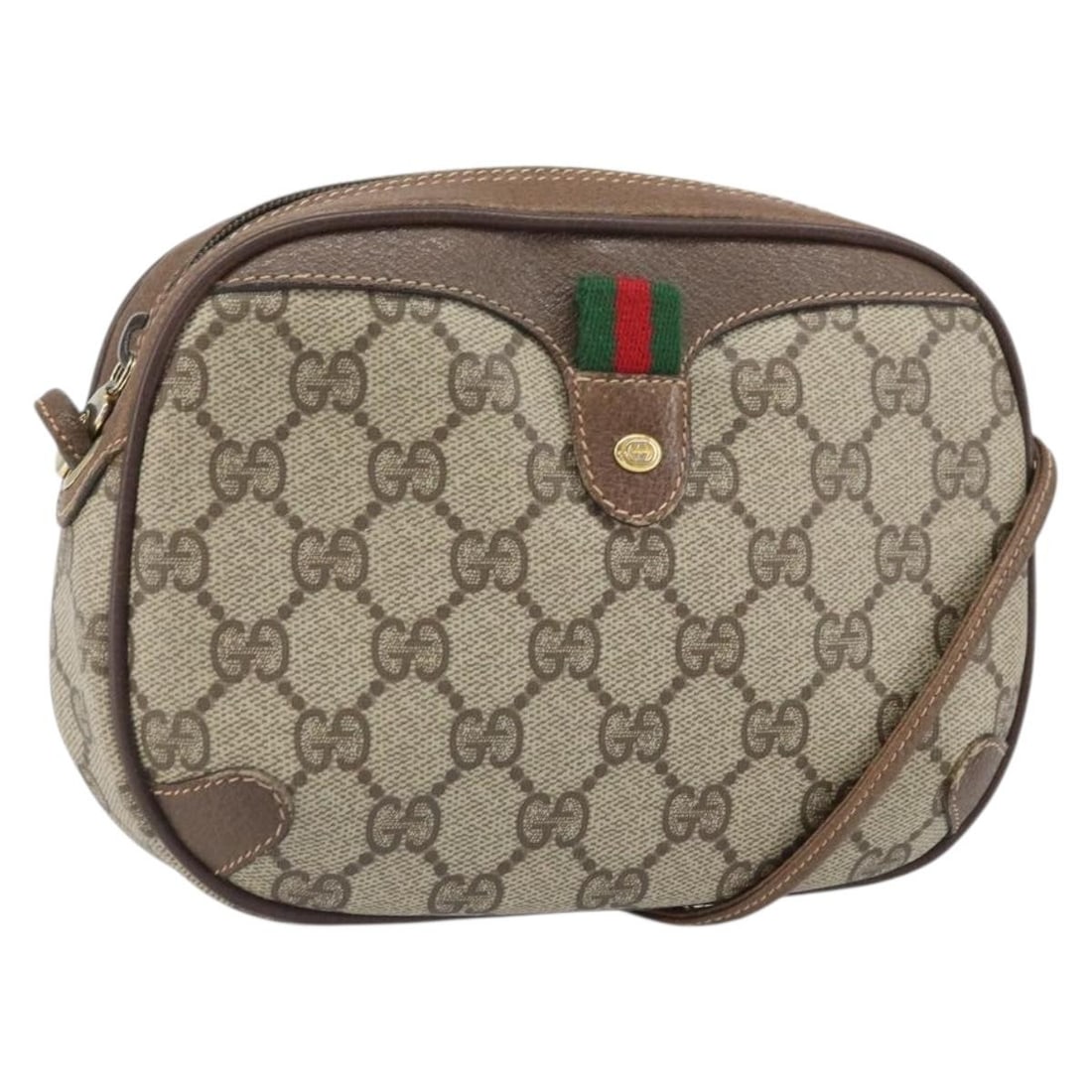 Gucci Sherry Line GG Supreme PVC Shoulder Bag Beige Gold: Gucci Sherry Line GG Supreme PVC Shoulder Bag Beige Gold Gucci GG Supreme Web Sherry Line shoulder bag in beige and gold, made in Italy from PVC leather and GG canvas. It measures approximately W19 x 