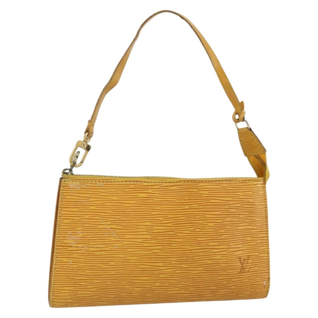 Louis Vuitton M52949 Epi Leather Accessory Pouch Yellow: Louis Vuitton M52949 Epi Leather Accessory Pouch Yellow Louis Vuitton Epi Pochette Accessoires pouch in yellow Epi leather, made in France. This accessory pouch is presented in heavily used condition 