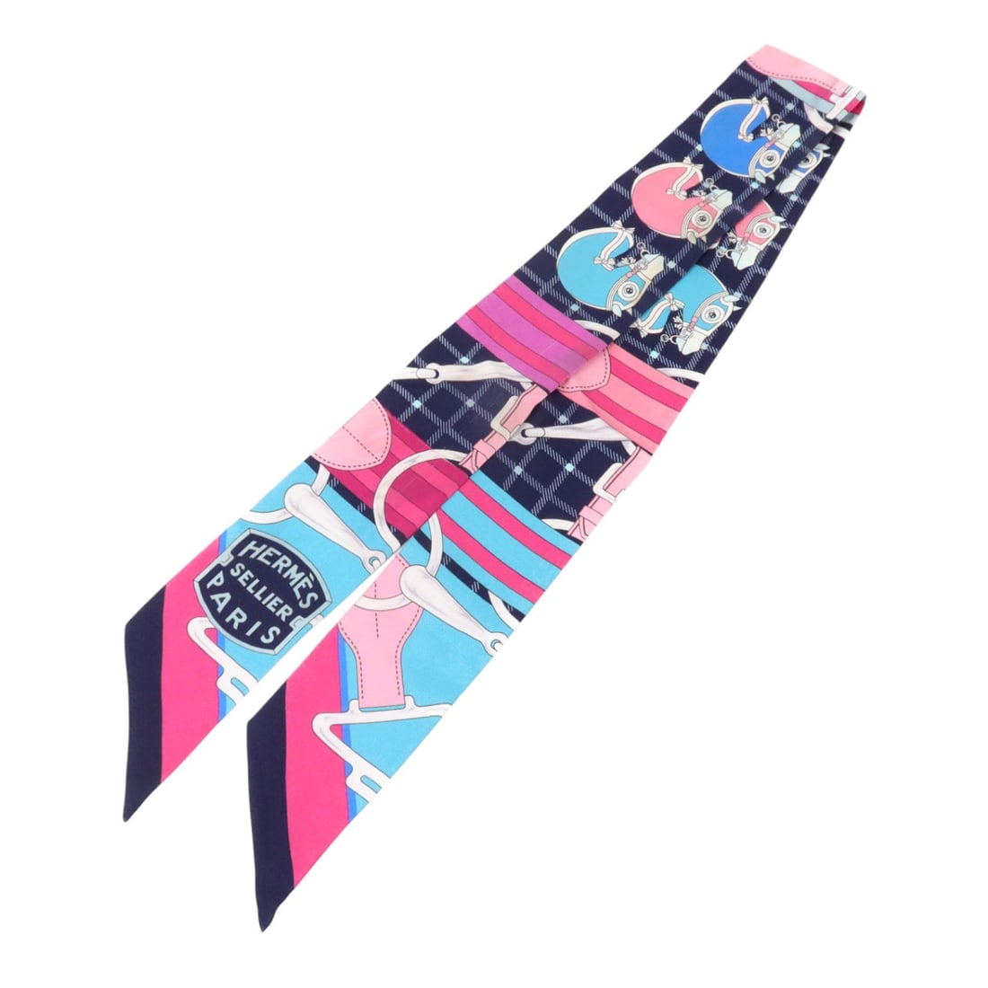 Hermes Twilly Silk Scarf Navy Pink Purple Multicolor: Hermes Twilly Silk Scarf Navy Pink Purple Multicolor Hermes Twilly scarf in silk with a navy, pink, purple, and multicolor design. The item measures 86 cm x 5 cm and is listed in heavily used conditio
