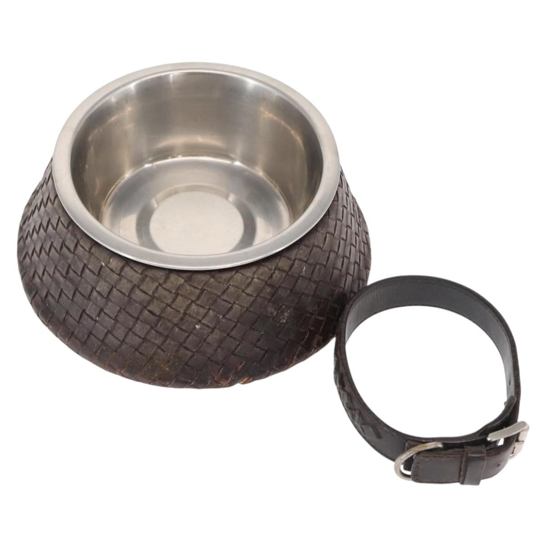 Bottega Veneta Brown Leather Dog Leash and Pet Bowl Set (1 of 18)