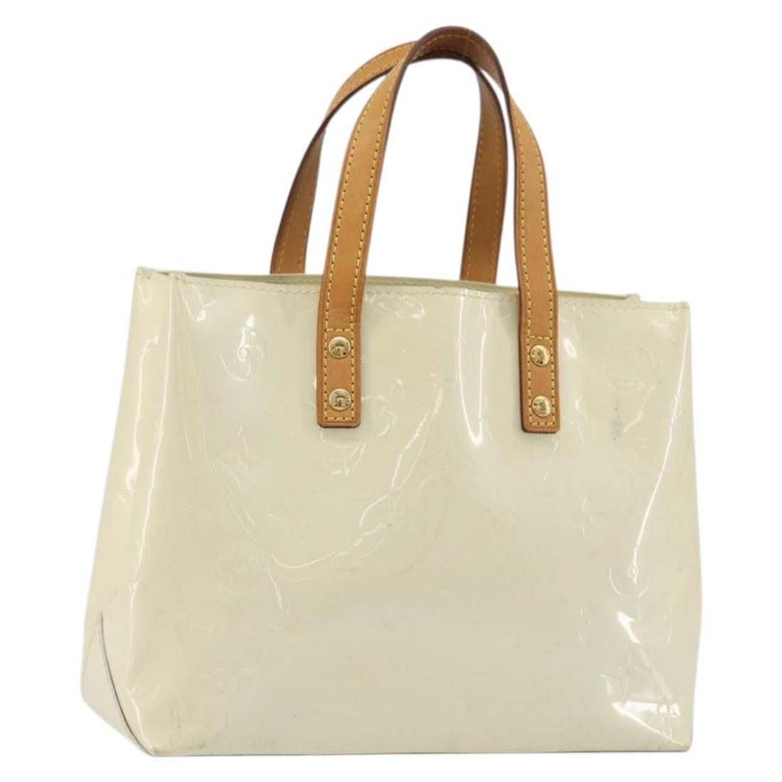 Louis Vuitton Reade PM Vernis Patent Leather Handbag Perle M91336: Louis Vuitton Reade PM Vernis Patent Leather Handbag Perle M91336 Louis Vuitton Monogram Vernis Reade PM hand bag in Perle, made in France from patent leather. The bag measures approximately W23 cm x 