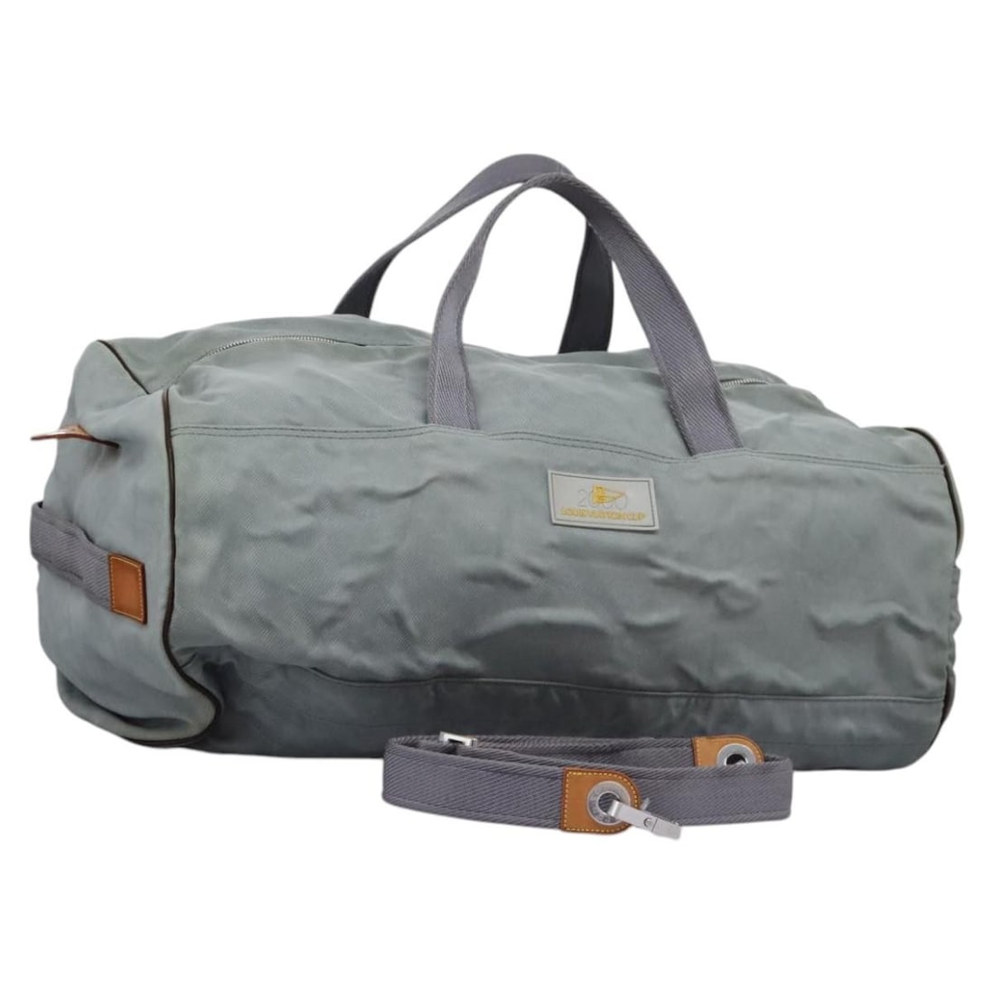 Louis Vuitton LV Cup Canvas Boston Bag Light Blue France: Louis Vuitton LV Cup Canvas Boston Bag Light Blue France Louis Vuitton LV Cup Boston Bag in light blue, made in France from Louis Vuitton Cup canvas. It comes with a name tag and powanie accessory. Th
