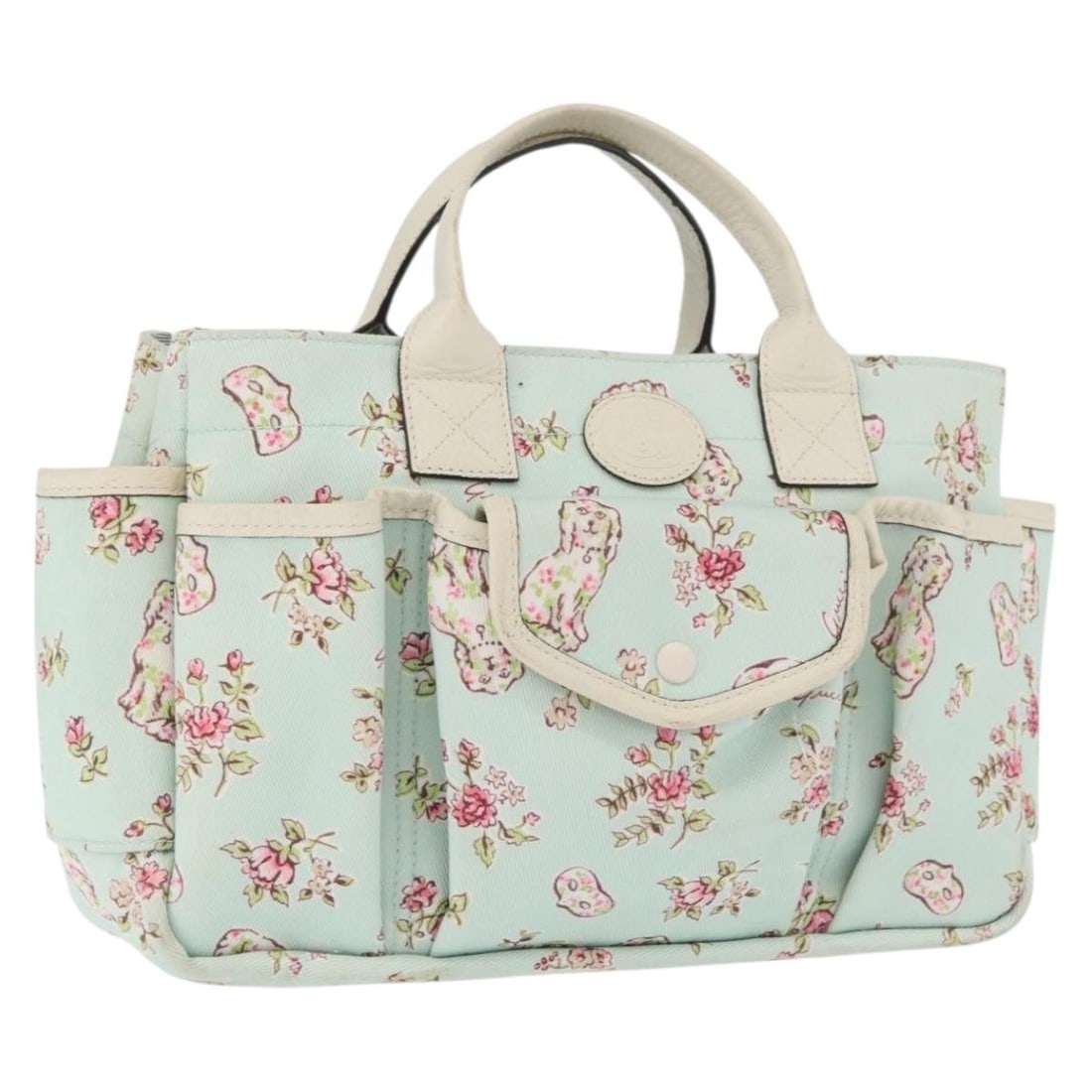 Gucci Light Blue Canvas Womens Hand Bag Made in Italy: Gucci Light Blue Canvas Womens Hand Bag Made in Italy This Gucci hand bag is made of canvas in a light blue color and was manufactured in Italy. It features a handle drop of approximately 8 cm and mea