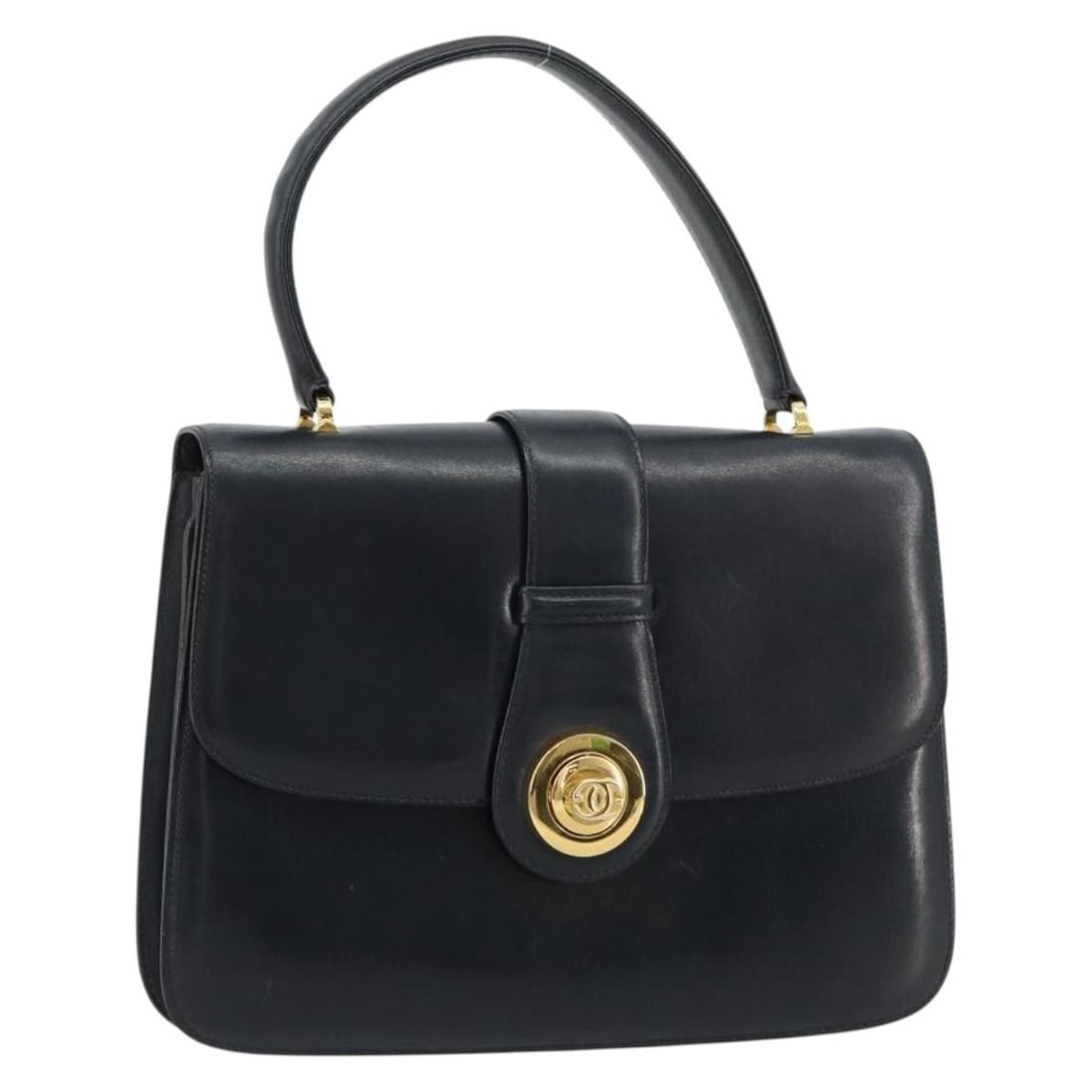 Gucci Navy Leather Hand Bag Gold Tone Italy: Gucci Navy Leather Hand Bag Gold Tone Italy Gucci women's leather handbag in navy with gold-tone accents, made in Italy. This handbag is offered without the original box or dust bag, and only the item