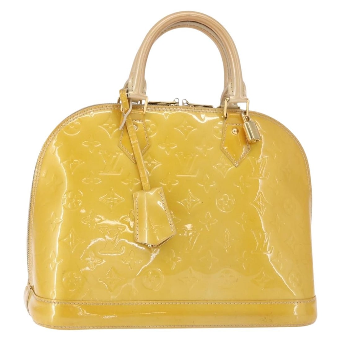 Louis Vuitton Alma PM Monogram Vernis Patent Leather Handbag Citrin M90101: Louis Vuitton Alma PM Monogram Vernis Patent Leather Handbag Citrin M90101 Louis Vuitton Alma PM handbag in Citrin Monogram Vernis patent leather. Made in France, this hand bag includes two keys and a