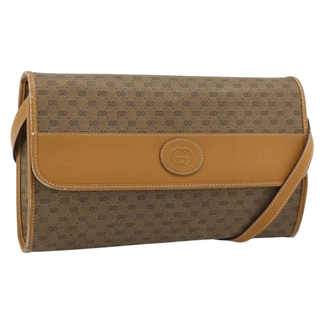 Gucci Micro GG PVC Leather Shoulder Bag Beige Gold Tone: Gucci Micro GG PVC Leather Shoulder Bag Beige Gold Tone A Gucci Micro GG shoulder bag in beige and gold, made from PVC leather and Micro Small GG canvas. This shoulder bag was made in Italy and comes 