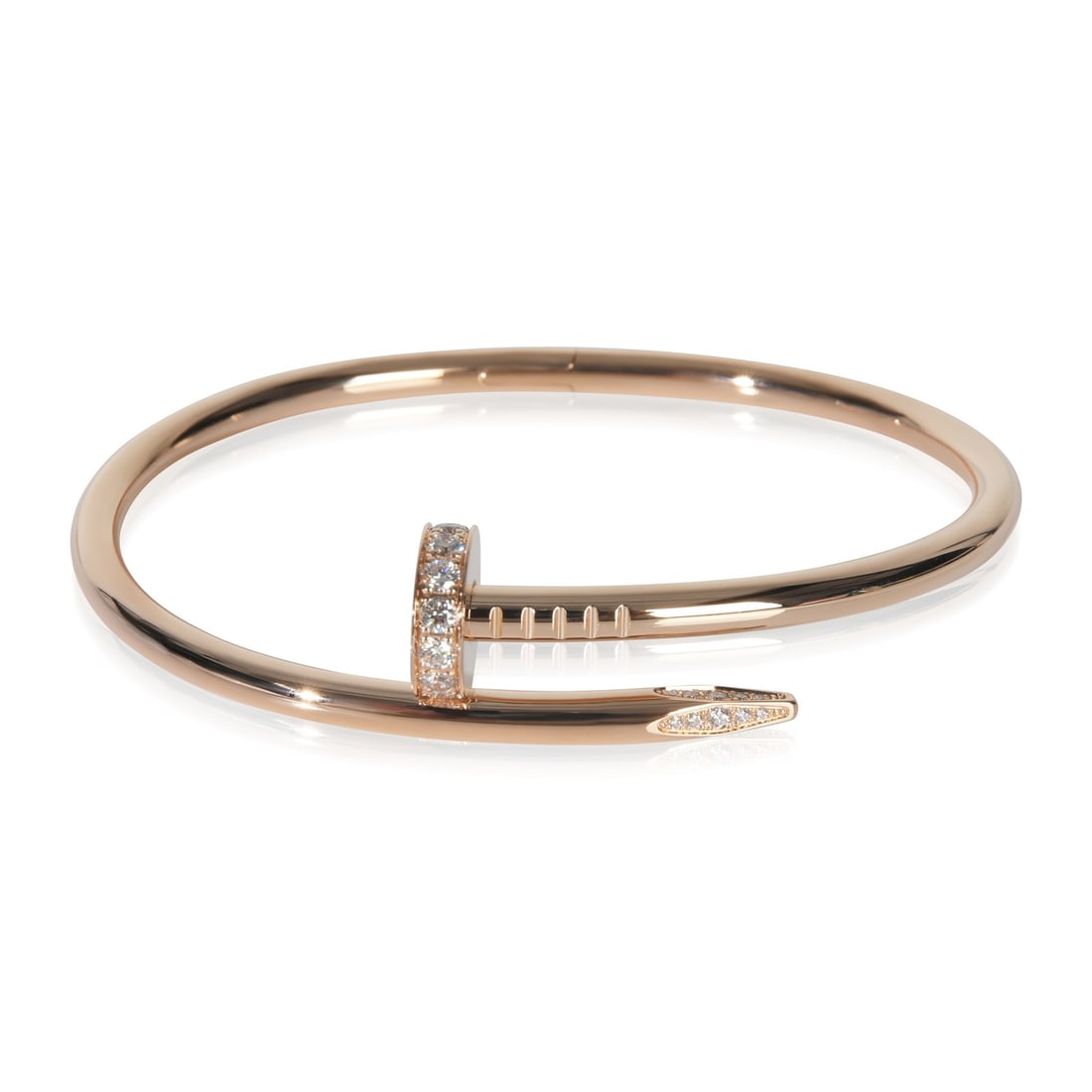 Cartier Juste Un Clou 18k Rose Gold Diamond Bracelet: Cartier Juste Un Clou 18k Rose Gold Diamond Bracelet This Cartier Juste Un Clou bracelet is crafted from 18k rose gold and features round brilliant-cut white diamonds with a total carat weight of 0.58
