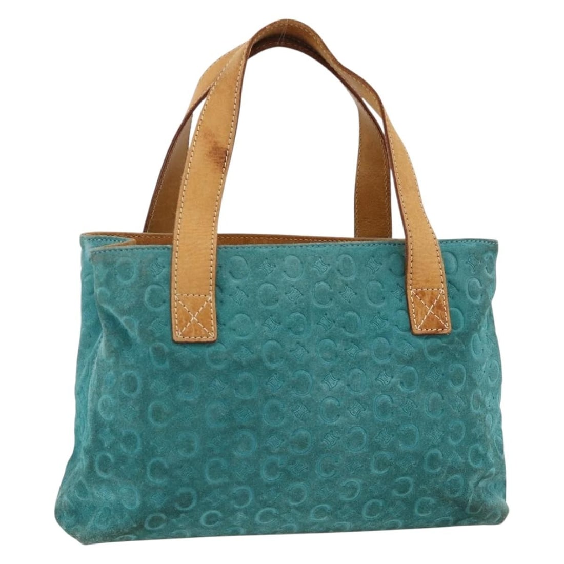 Celine Macadam Turquoise Suede and Canvas Women's Handbag Silver-Tone Hardware: Celine Macadam Turquoise Suede and Canvas Women's Handbag Silver-Tone Hardware This CELINE C Macadam hand bag features a turquoise blue and silver design crafted from suede and C Macadam canvas. Desig