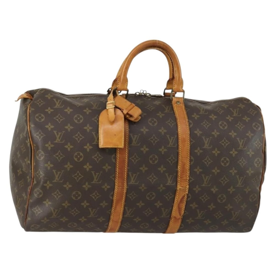 Louis Vuitton M41426 Keepall 50 Monogram Canvas Boston Bag: Louis Vuitton M41426 Keepall 50 Monogram Canvas Boston Bag This Louis Vuitton Keepall 50 Boston bag is crafted in Monogram canvas and made in France. The bag includes a name tag and Powanie. Condition
