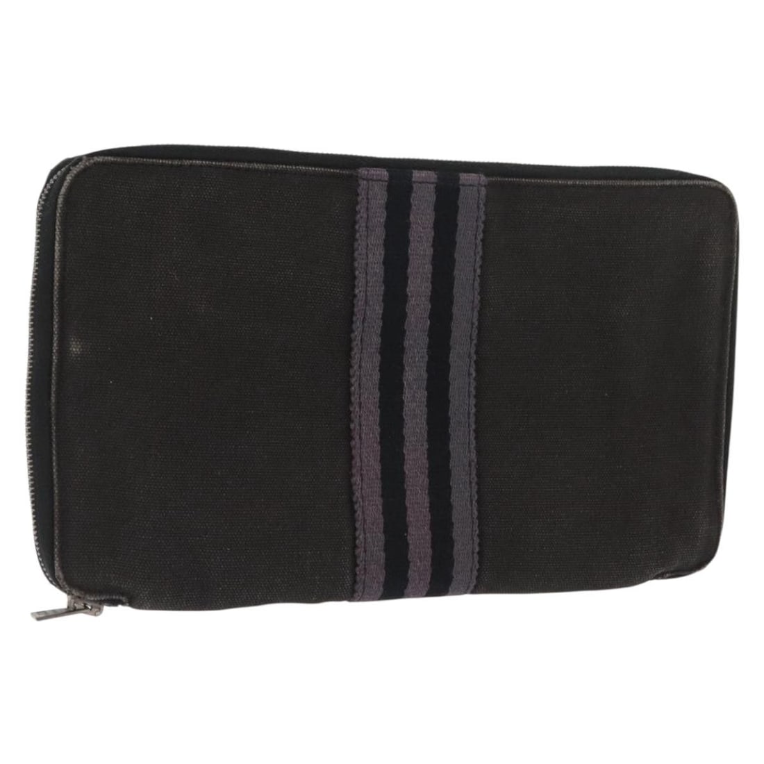 Black Canvas Perth GM Long Wallet by Hermes for Women: Black Canvas Perth GM Long Wallet by Hermes for Women This is an Hermes Perth GM long wallet for women, crafted from black canvas. The wallet features a spacious design, providing ample room for organ